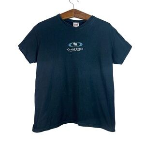 Vintage Anvil Women’s Grand Teton National Park Black T-Shirt Outdoor Y2K Size L